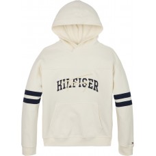 TOMMY HILFIGER μπλούζα φούτερ με κουκούλα KB0KB09742-YA8 λευκο