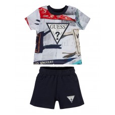 GUESS σετ σορτς-μπλούζα I3RG00K8HM3-P04Z μπλε