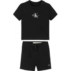 CALVIN KLEIN σετ βρεφικό μπλούζα με σορτς IN0IN00319-BEH μαύρο
