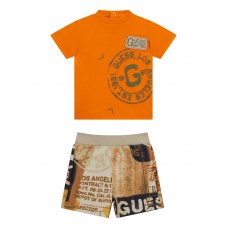 GUESS σετ βρεφικό μπλούζα με σορτς I5RG15K8HM4-G3G2 πορτοκαλί